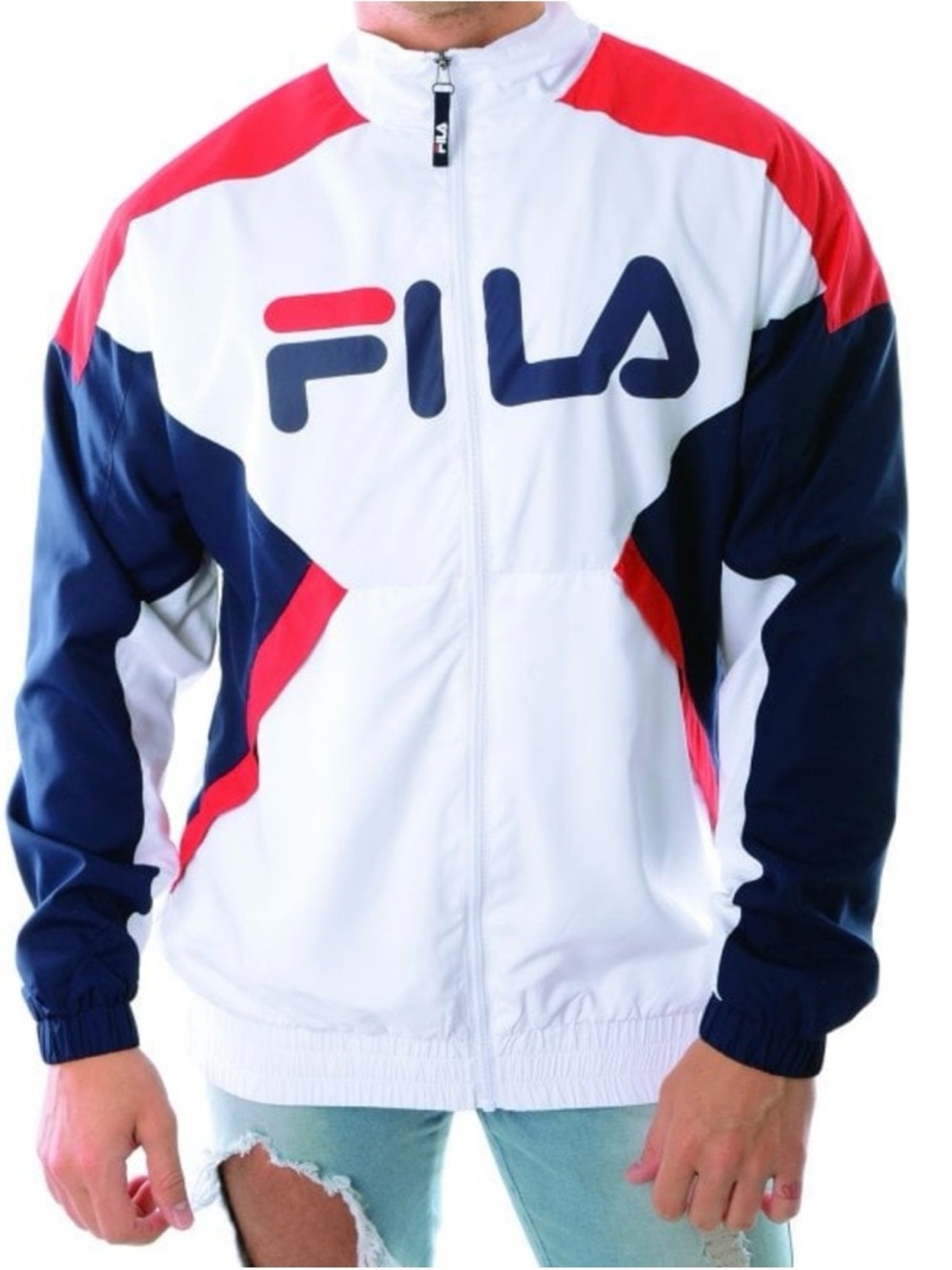 Fila Men's White, Navy & Red Windbreaker Jacket